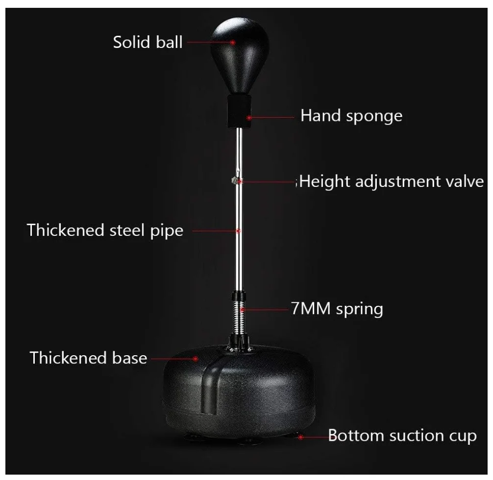 JIKE Punching Ball on Foot, Adult Punching Bag, Height Adjustable Kids Stand Punching Bag Kit Sanda Boxing Heavy Boxing Training