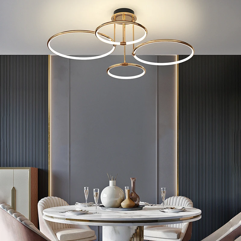 Luxury modern rings silicon  living room dining ceiling  light room large led pendant lights chandelier