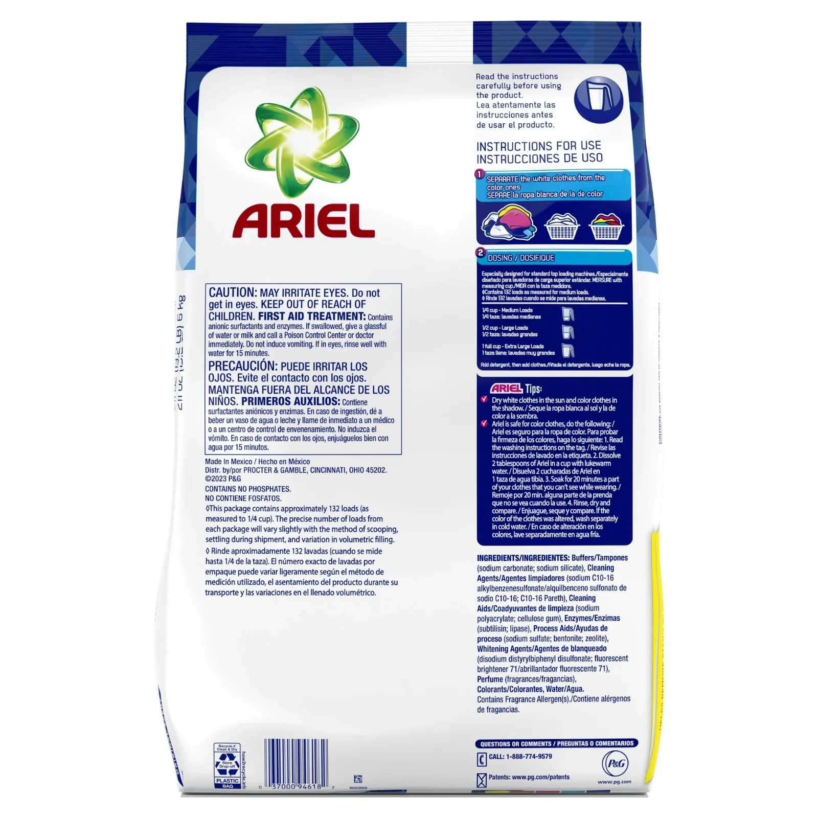 Ariel Powder Laundry Detergent, Original Scent, 211 ounces 132 Loads, (Pack of 1)