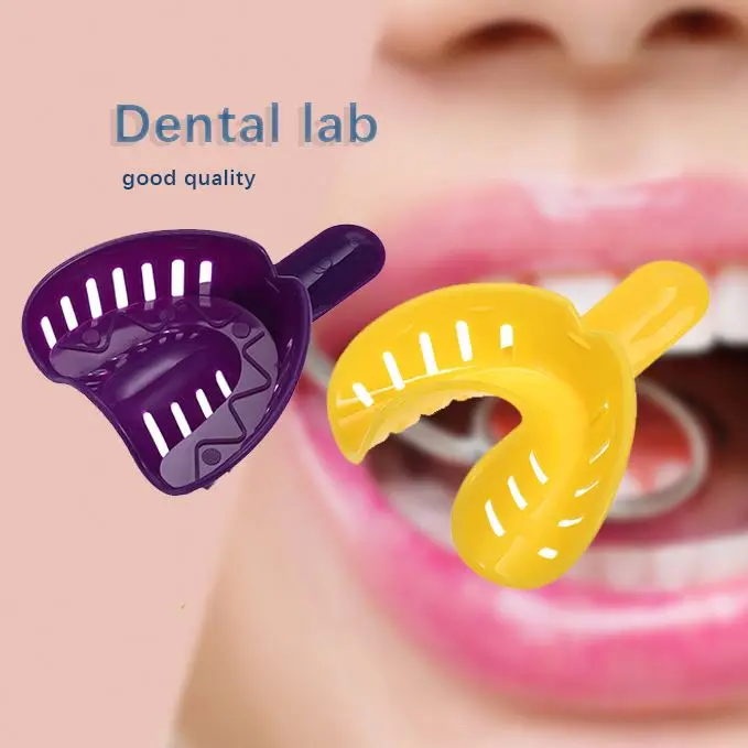 Low Price Dental Perforated Plastic Impression Tray Adhesive Gun