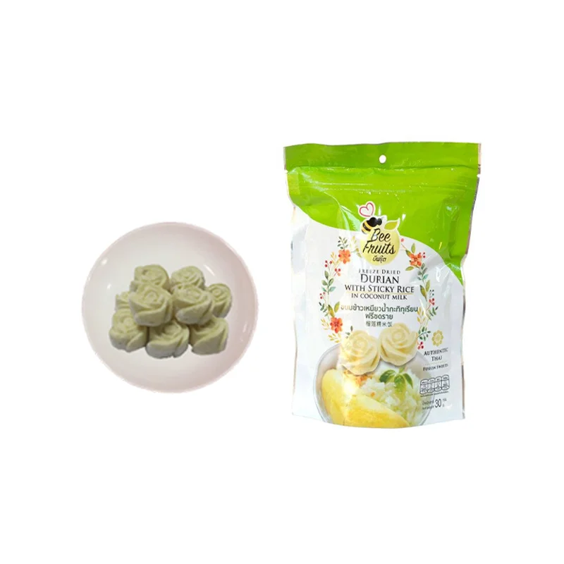 Freeze Dried Durian with Sticky Rice on Coconut Milk (30g) Delicious Snack Premium Grade from Thailand