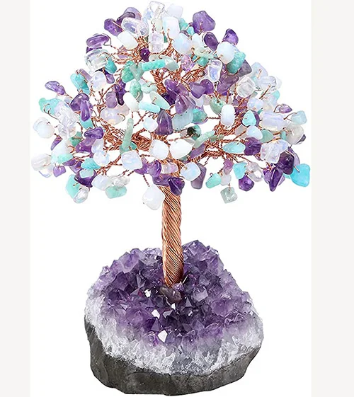 Amethyst 500 beads tree with Wooden Handmade Gemstone Amethyst Chips Base Agate Trees For Sale Buy From Amayra crystals Exports