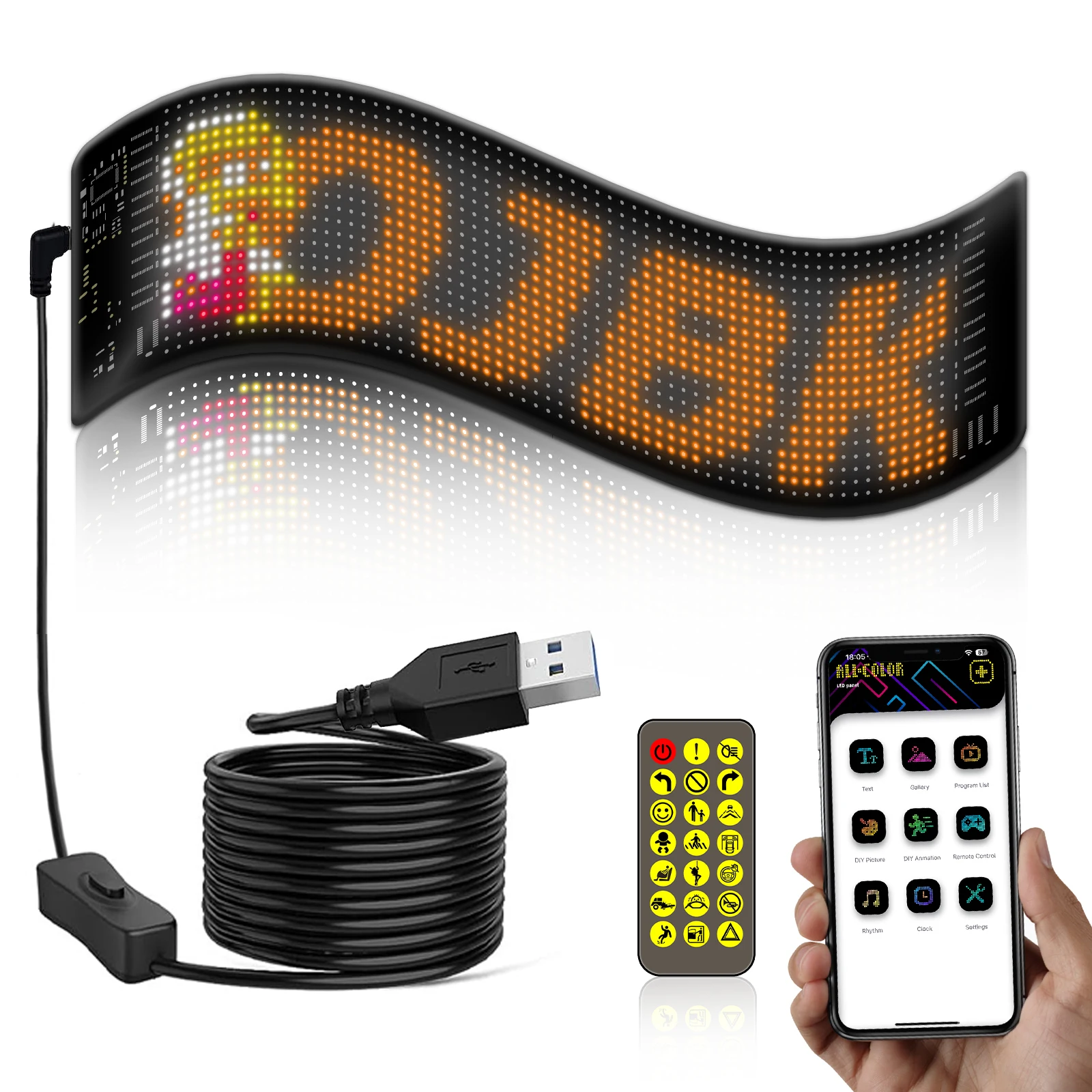USB RGB шаблон DIY панель прокрутки светодиодный удаленный рекламный программируемый матричный экран