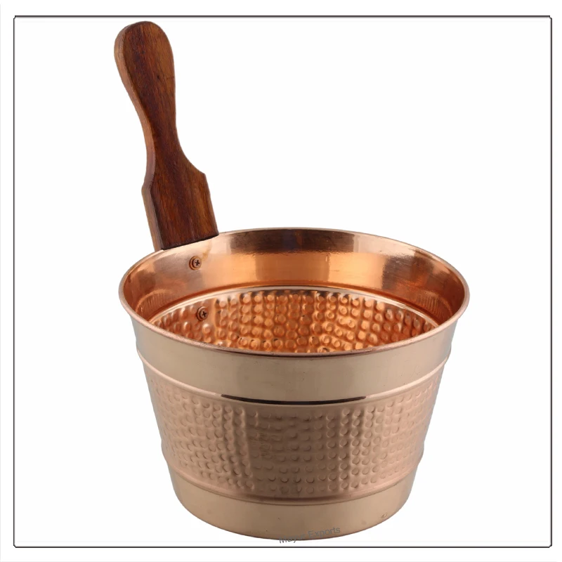 Copper Sauna Bucket and Ladle with Wooden Handle Sauna Accessories