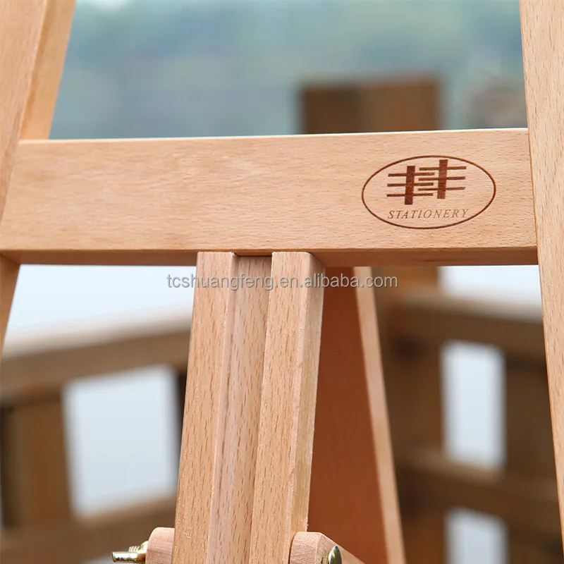 Basic Studio Easel Solid Beech Wood Easel Floor Painting Easel Adjustable Height and Working Angles W08