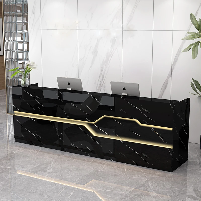 Office Shape Baking Paint MDF Wooden Front Office Reception Modern Desk Counter Lobby Reception Reception Desk For Salons