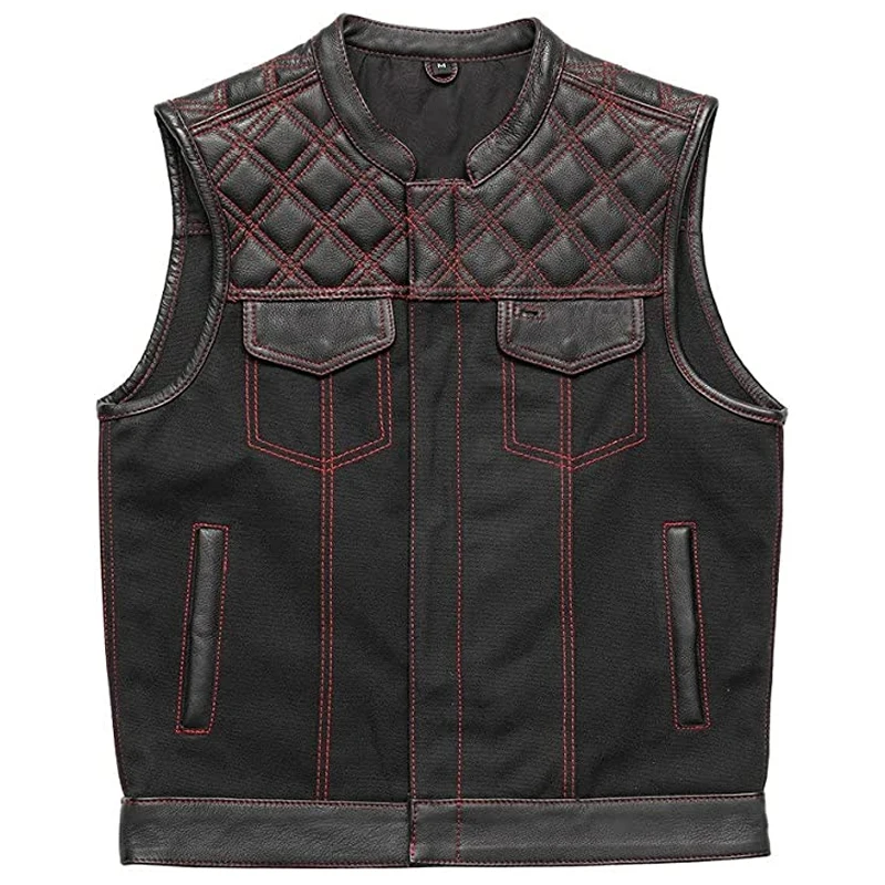 New Arrival Men Genuine Leather Motorcycle Biker Vest Quilted With Men Leather Fashion Vest Premium quality cowhide leather