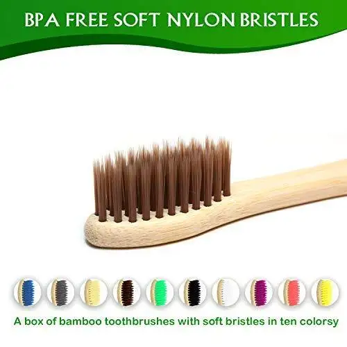 Wholesale Free Sample Biodegradable Custom 10 Pack Black Bambu Tooth Brush Soft Charcoal Bamboo Toothbrush