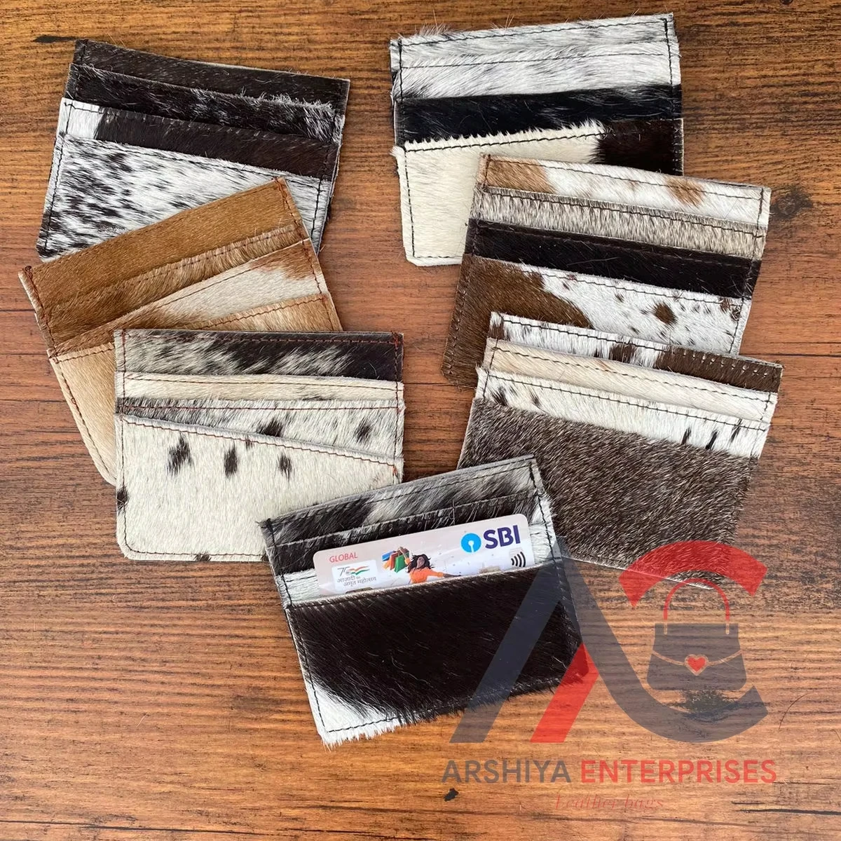 Attractive Stylish Unisex Cowhide Fur Leather ATM Card Holder Wallet For Credit Cards ID