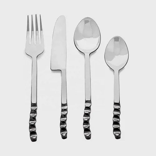 Brilliant Hammered Handle Cutlery Set For Kitchen Home Restaurant Resort Hotels Best Tableware Item Silver Color Hammered Handle