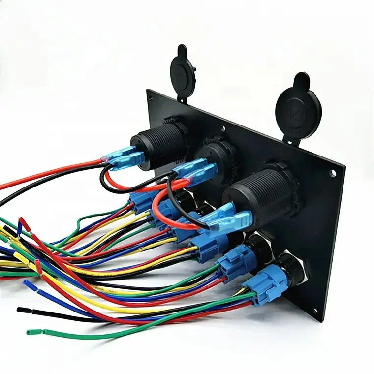 MICTUNING Waterproof 6Gang Marine Boat Aluminum Push Button Mounted Dash Switch Panel Offroad