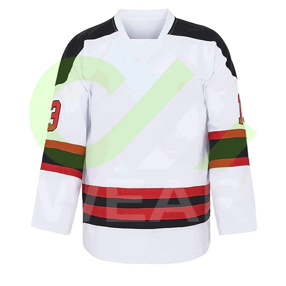 Industry Trending Long Sleeve Ice Hockey Jersey Club Collar Style Custom Stitched Letters and Numbers Jerseys