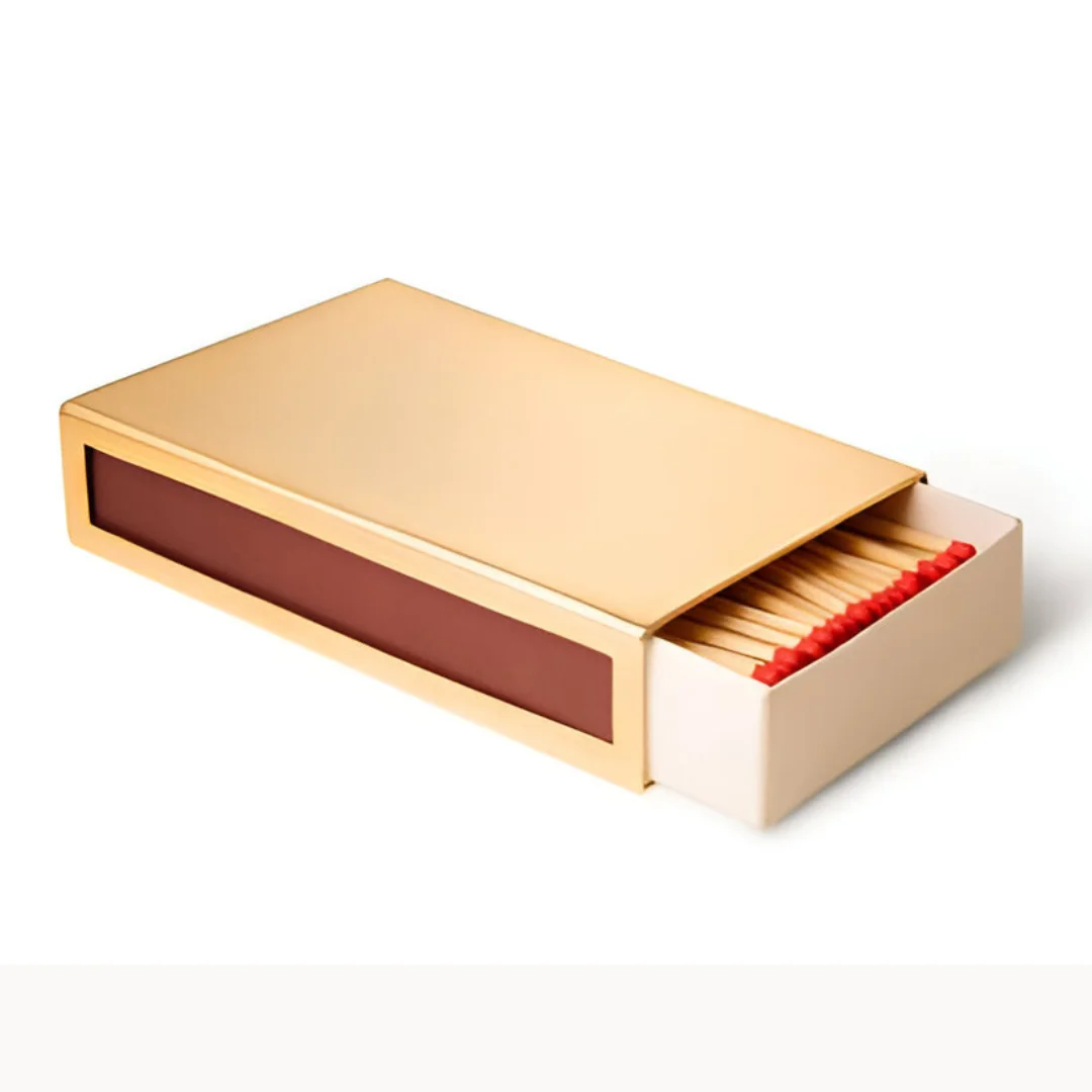 Luxury Gold Color Brass Matchstick Cover Matchbox Sleeve Handmade with High Quality Customized Size Hotel Safety Feature Bulk