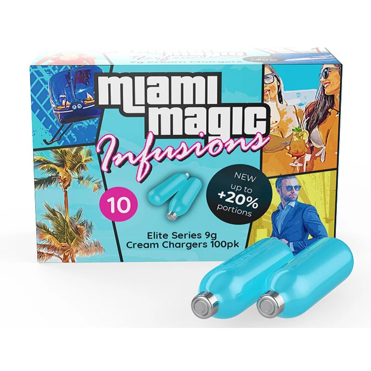 Export Quality Wholesale Selling Premium Grade 9gX10 Pack of Miami Magic Elite Cream Charger at Genuine Market Price
