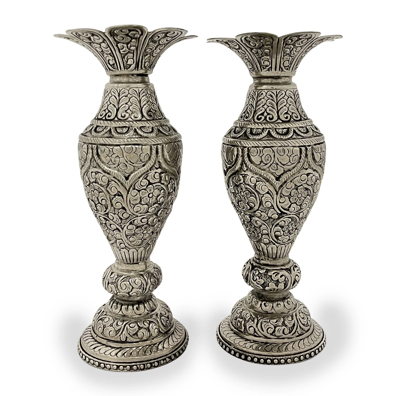 Best Selling Silver Antique Decorative Flower Vase 9.5 Inch Handcrafted Products Manufacture in India Wholesale Prices