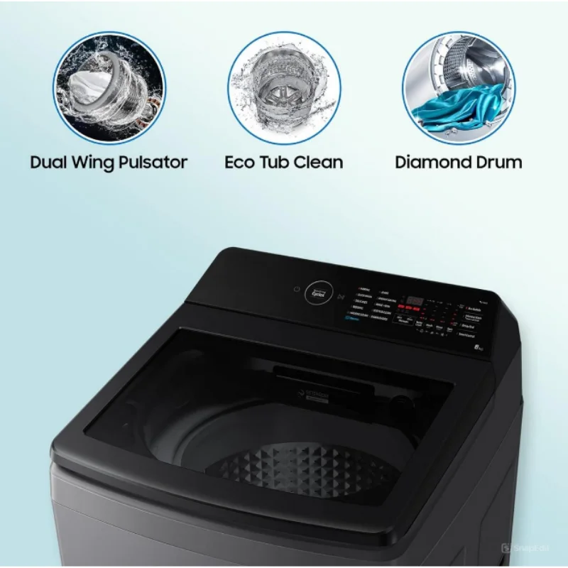 NEW  WA80BG4582BDTL 8 Kg 5 Star Ecobubble Wi-Fi Inverter Top Load Washing Machine - Rose Brown, Bubble Storm Technology