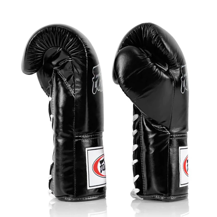 New Design Muay Thai Fairtex Boxing Gloves Custom Made Genuine Leather Boxing Gloves Lace Up Black Custom Boxing Gloves