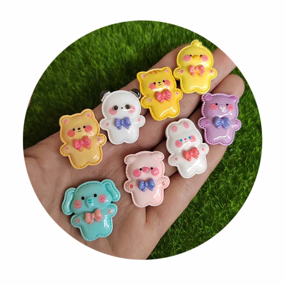 Cute Animals Resin Cartoon Cat Dog Rabbit Panda Flat Back Parts Embellishments for Hair Bows Accessories