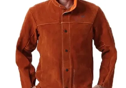 Heat Resistant Cow Split Leather Welding Fire-retardant Safety Jacket Leather Welding Jacket Clothes For Welder Heavy Work