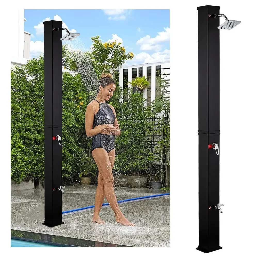 Modern design 40L pvc large capacity square outdoor garden shower solar for swimming pool auto-heated outdoor beach shower