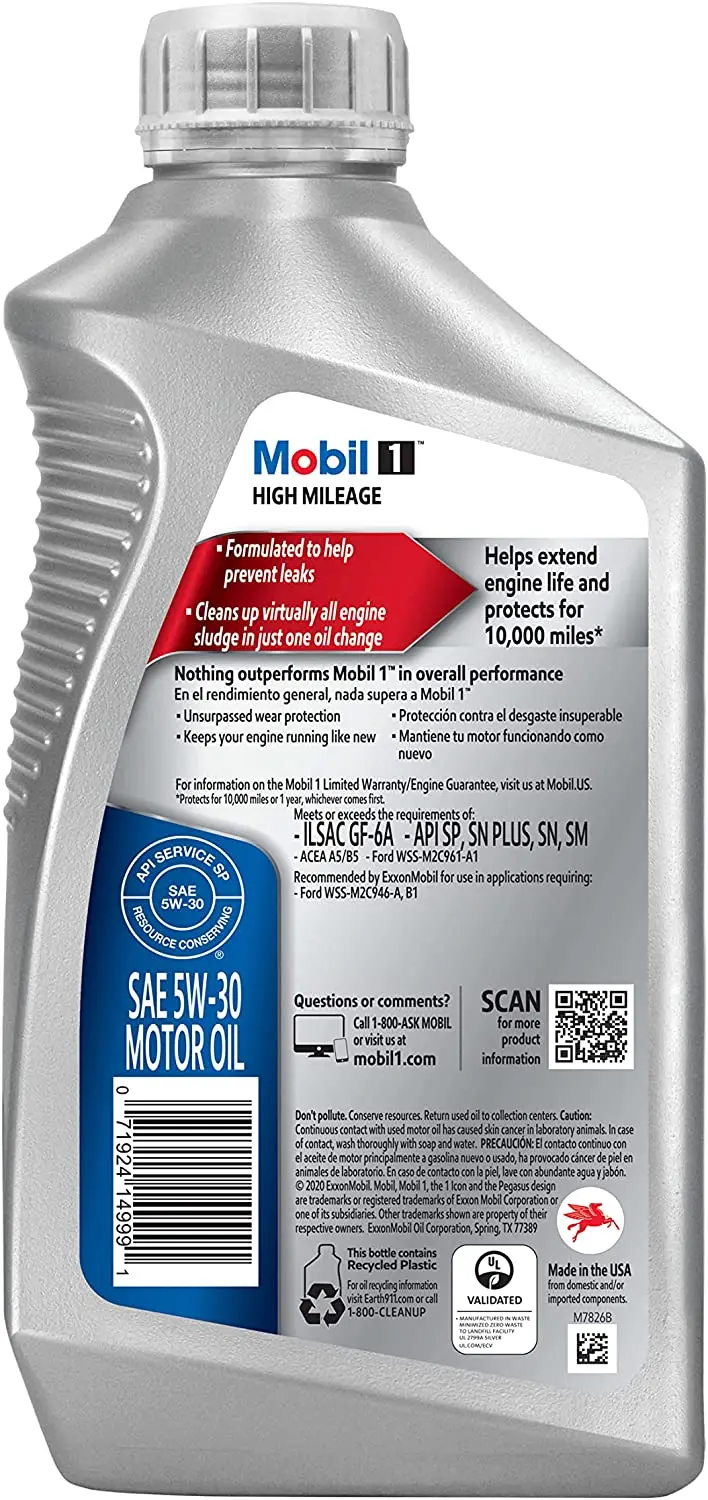 Premium Quality MOBIL 1 HIGH MILEAGE 5W30 6 Pack 1 Quart for Multi Vehicle at Wholesale Price From United State Supplier
