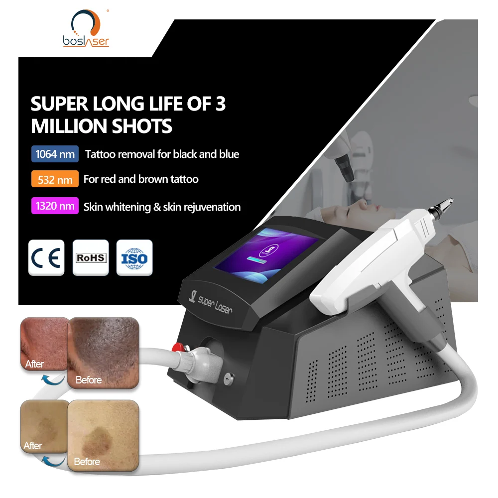 Пикосекундная лазерная машина для удаления татуировок nd yag лазер по цене Портативная Черная Головка 1064 нм 755 532