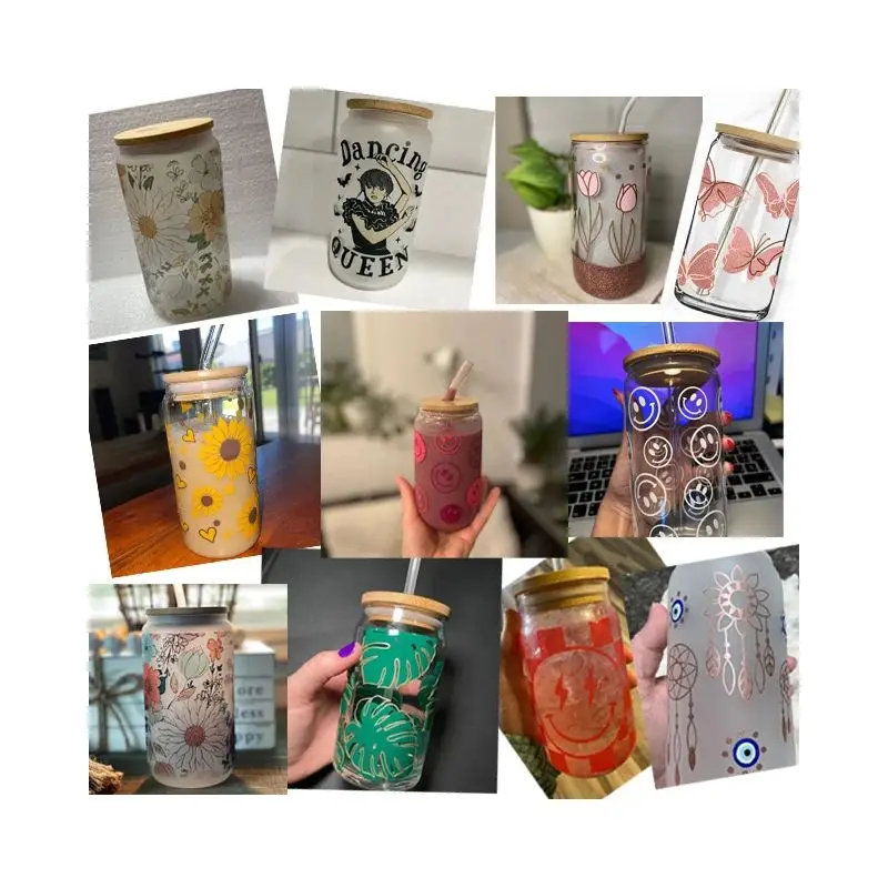 Пользовательские UV DTF холодный 3D Libbey стеклянная чашка обернуть переводные наклейки с логотипом переводами Обертывания этикетки для Hello
