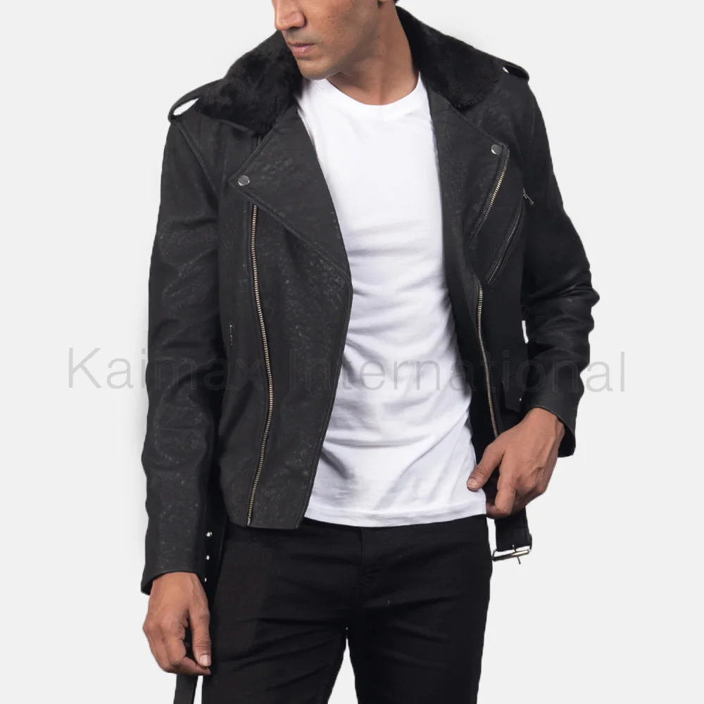 Premium Quality Cowhide Leather Motorcycle Jacket Men Women Custom Waxed Biker Belted Jacket