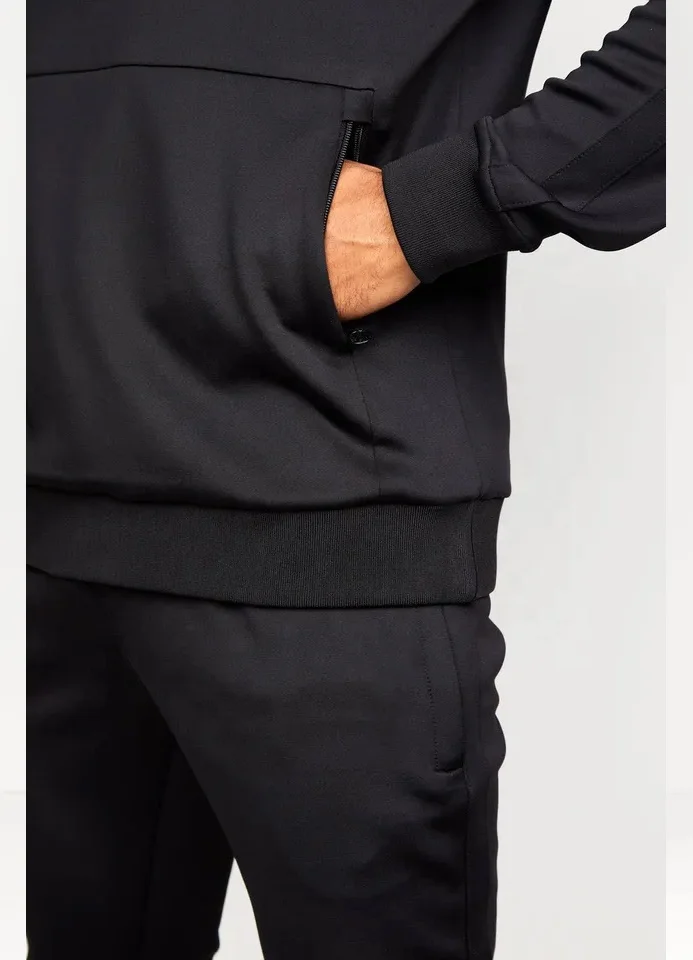 2023 Slim Custom Fashion Fitted Printed Black Gym Tracksuit for Men Sport Wear Sweat wear Two Pieces Blank Tracksuit Men