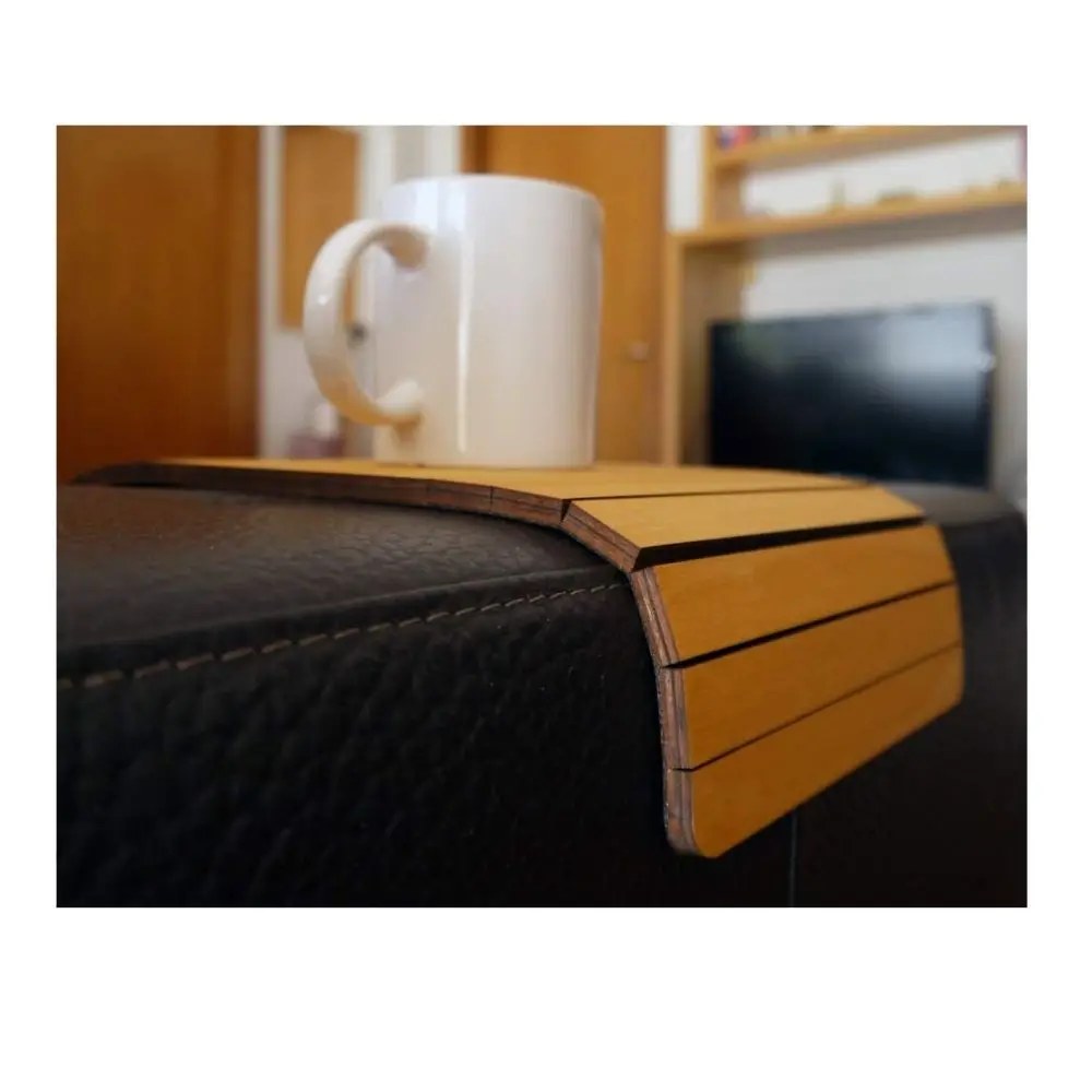 Sofa Arm Table Bamboo Sofa Arm Tray With EVA Base Wholesale Customized Cheap Wood Sofa Couch Arm Tray Table