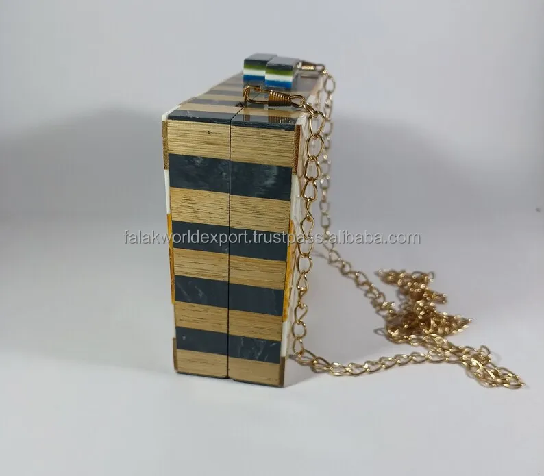 Multicolored Clutch Gold Chain Orange and pink Color Mixed Acrylic Top Quality for Womens From Falak World Export