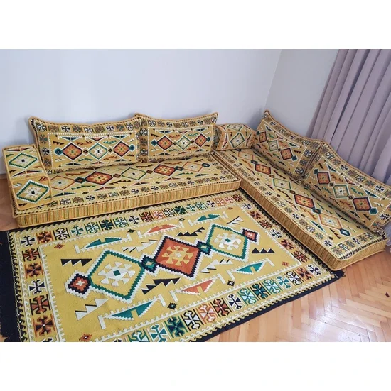 Double Set Ottoman Afghan Arabian Bar Nomad Yoruk Oriental Corner Sofa Set