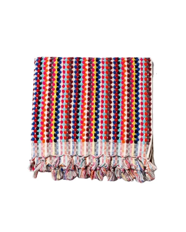 Handloomed Turkish Towel handmade Multicolor luxury pompom model Large and Hand size set hammam hamam