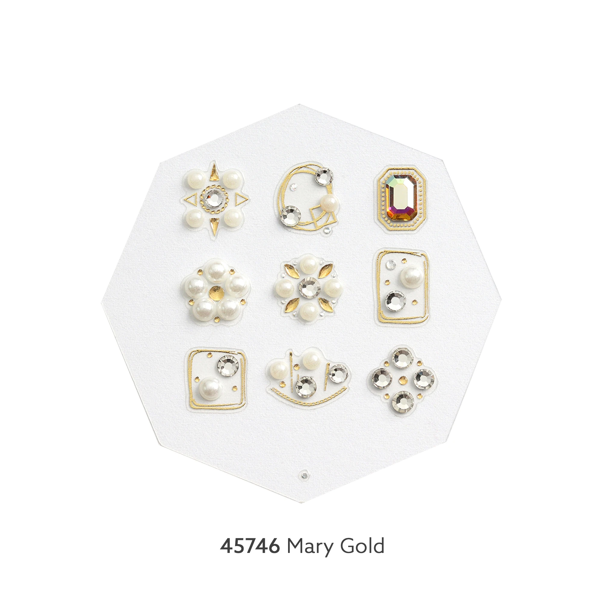 PRISM STONE #45746 Mary Gold 3D Jewels Nail Crystal Rhinestone Stone Decoration Stickers, nail art stones Design Korea Oem Odm