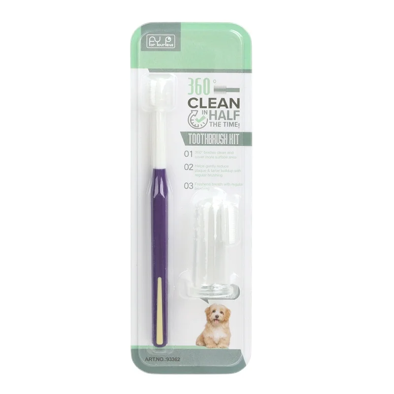 MMG 2 In 1 360 Degrees Soft Bristle Pet Toothbrush for Dogs Portable Fresh Breath Pet Finger Teeth Cleaning Brush