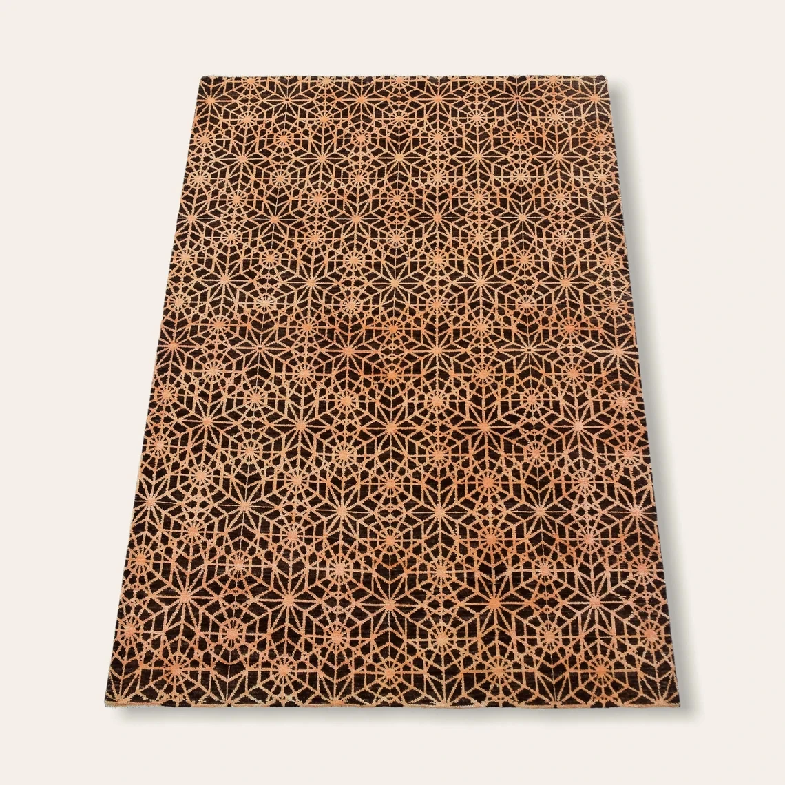 Hand Knotted Modern Luxury Wool Silk Brown Orange Carpet Area Rug For Living Bedroom Kitchen Rug