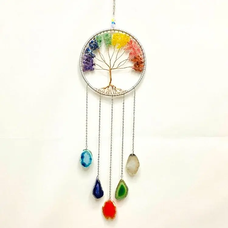 Factory Wholesale Natural Crystal Braided Energy Tree Crystal Sun Catcher