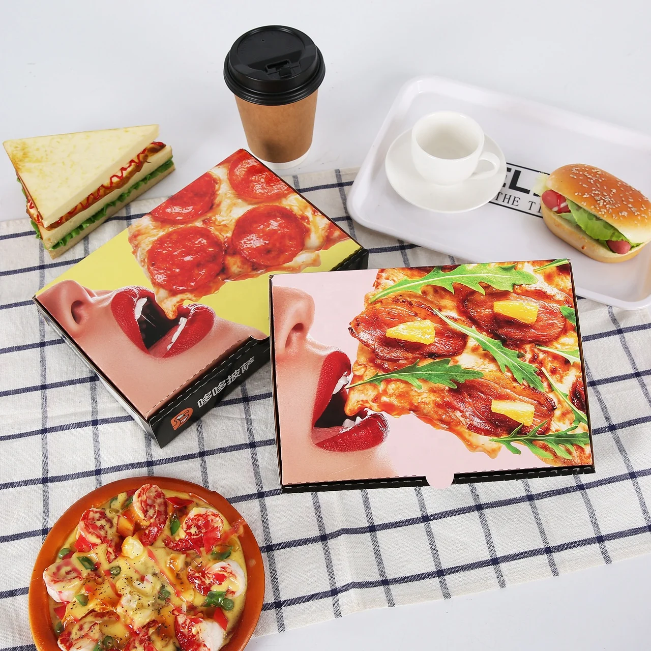 Manufacturers Custom Printed Various Sizes Food Grade Biodegradable 9 13 18 22 27 33 40 Inch Takeaway Pizza Box