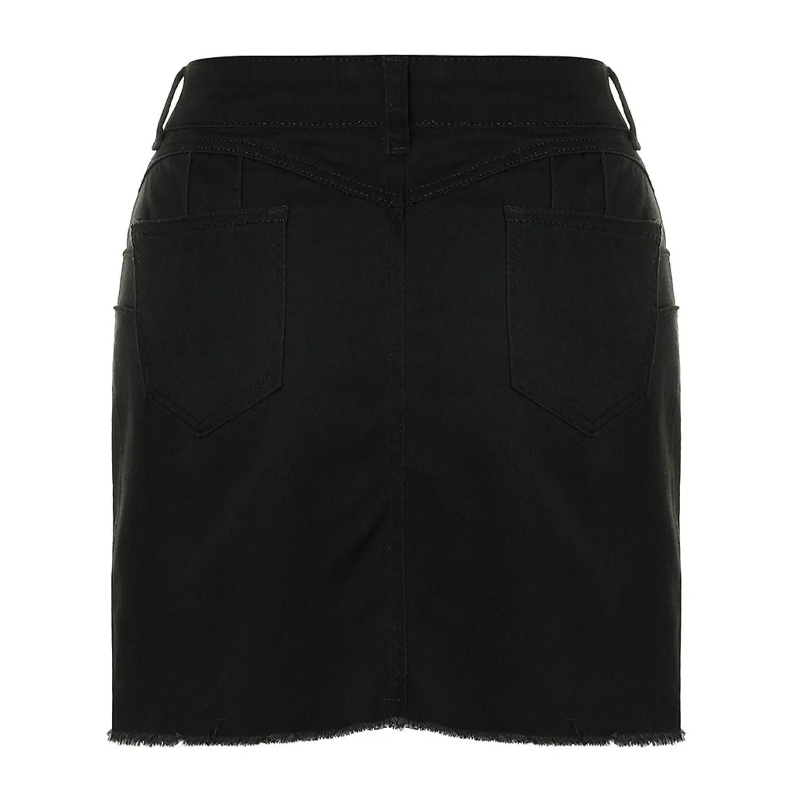 Women Summer Skirt Jeans High Waist Slim Splice Button Denim Shorts Beach Skirt