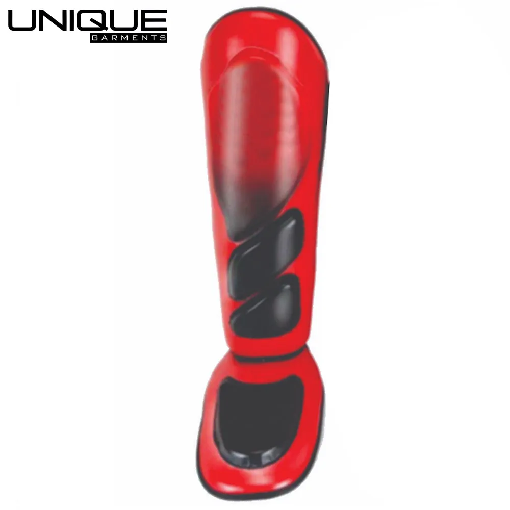 Red And Black Color Wholesale Rate Customized Logo Print Premium Quality Shin Guard By UNIQUE GARMENTS INDUSTRIES