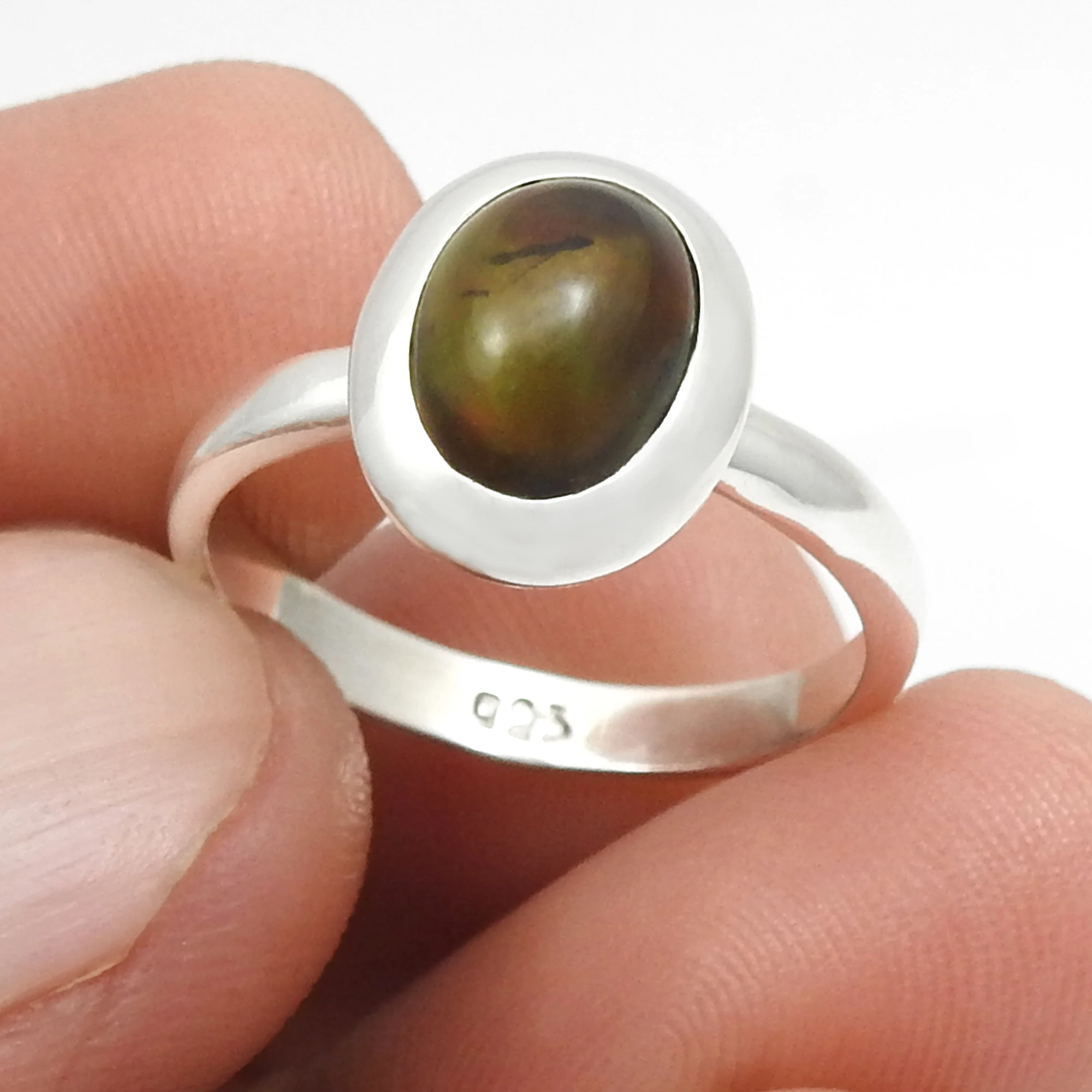 AA+ Black Opal 925 Starling Silver Engagement Rings Natural Birthstone Gemstone Luxury Design Dainty Rings For Her Wholesale OEM