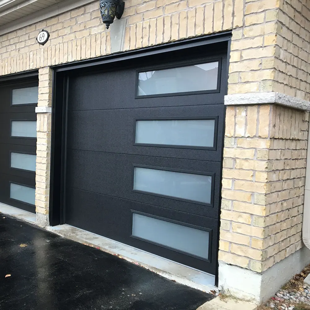Manufacturer Black color Modern Steel garage door with Sectional type Customized size 8 10 16 18 x 7 8 9 for Villa