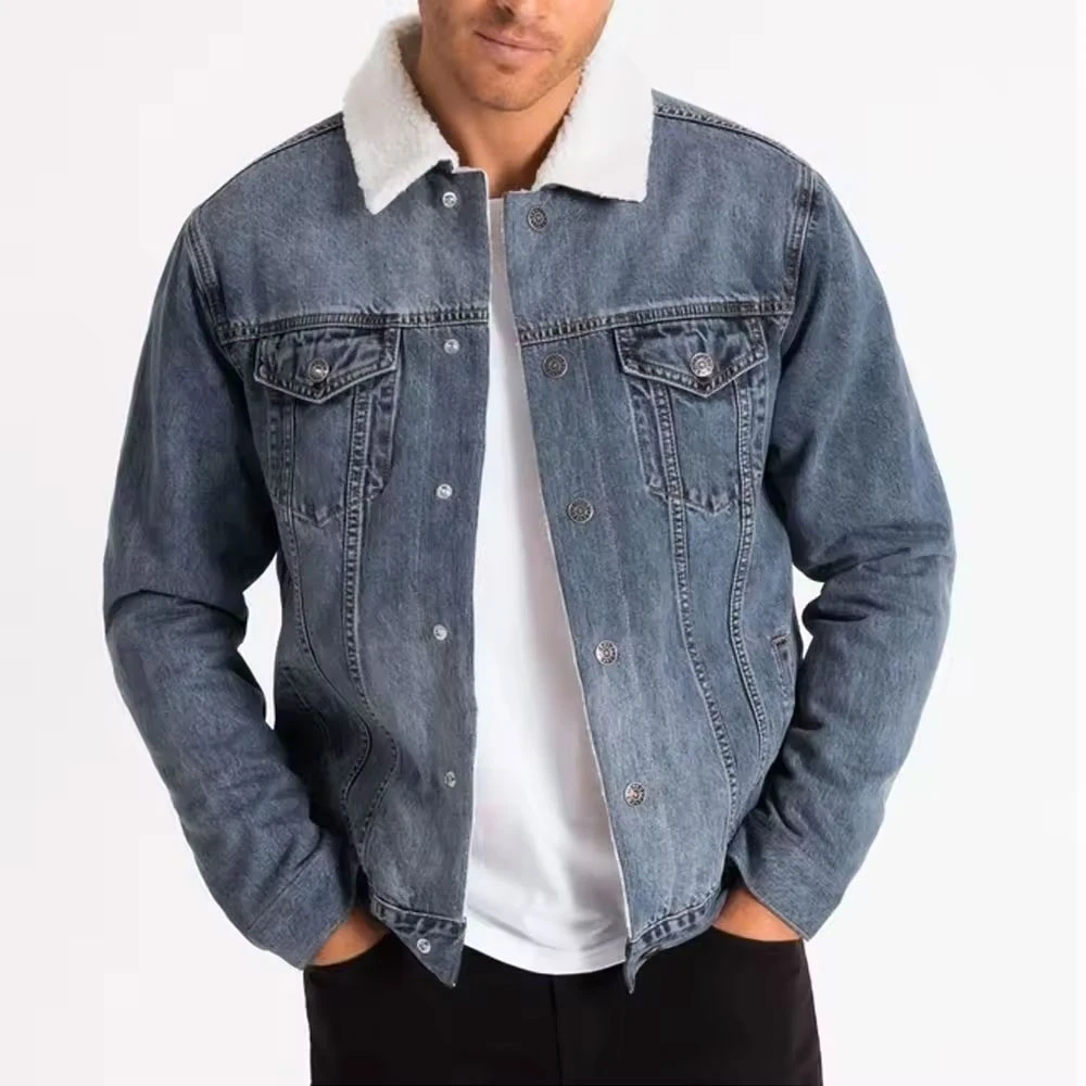 First class new  men denim jacket original denim material high quality breathable and quick dry custom leather jacket for men