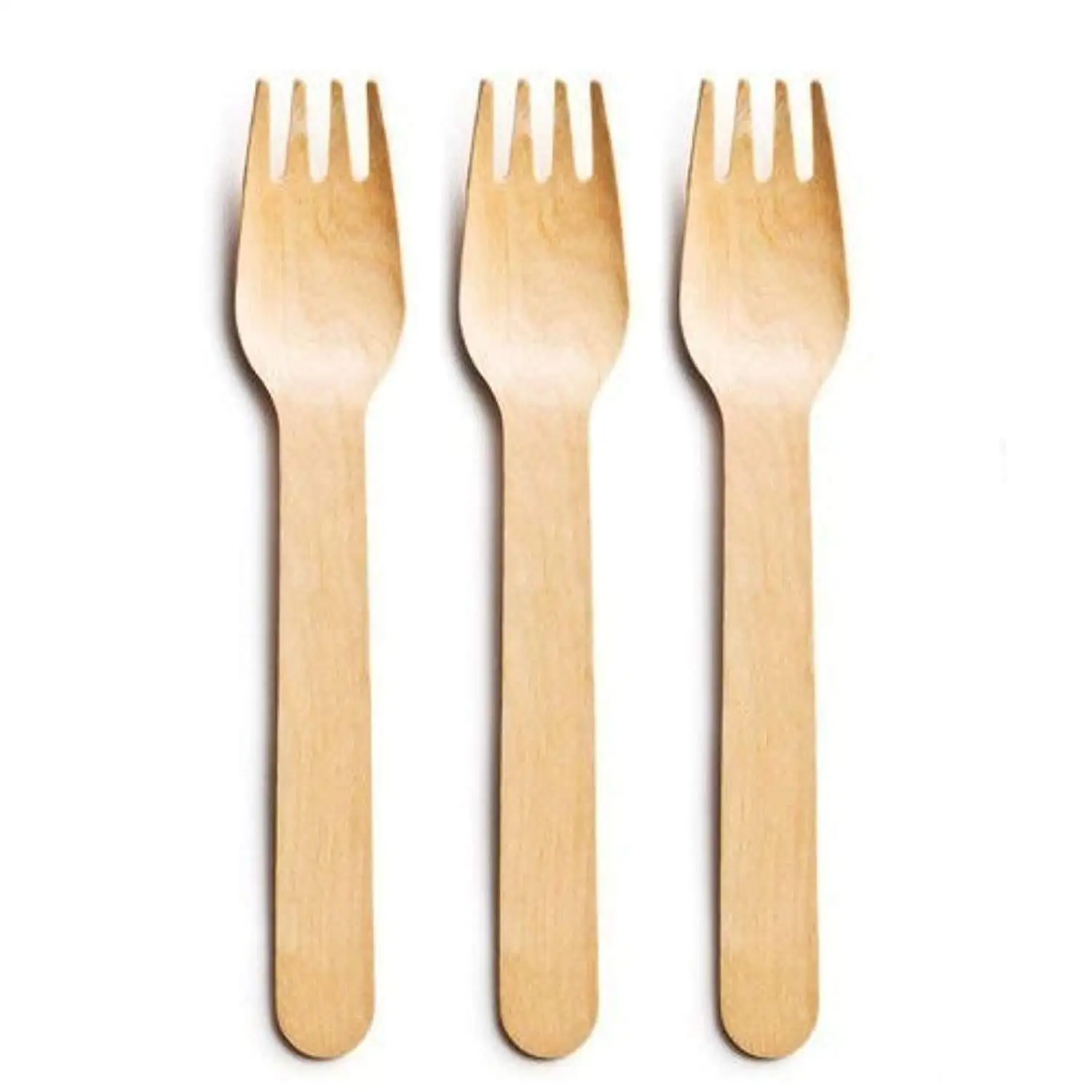 Natural Birch Wooden Fork Disposable Cutlery for Food Cake Fruit Dessert Biodegradable Compostable Tableware for Parties