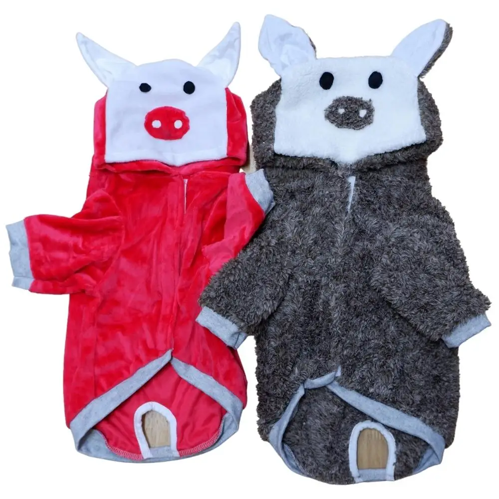 Custom Pet Clothing Little Pig Hoodies Coat Pet Clothes Autumn Winter Plush Cartoon Pet Costume Cute Fashion