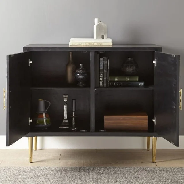 Bone Inlay Illusion 2 Door Cabinet Black Living Room Home Furniture Bone Inlay Chest For Luxury Interiors Chest Of Drawer USA UK