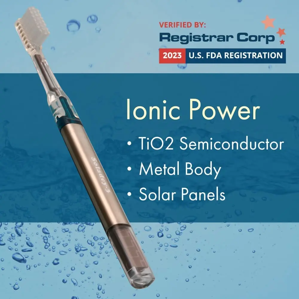 Ionic Toothbrush Solar Panels Equipped with solar panel Provides more powerful plaque removal Newly developed ion toothbrush