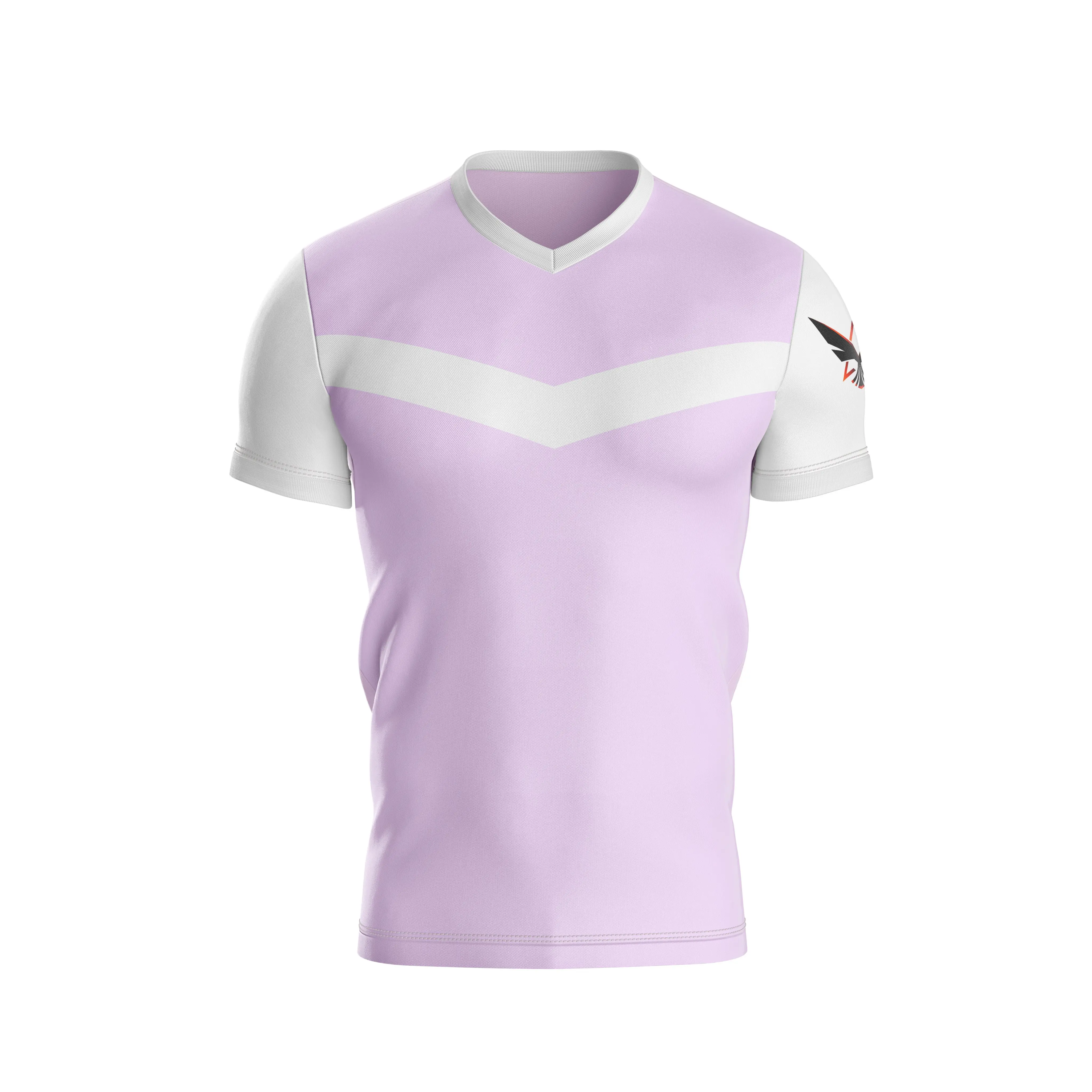 New design custom logo T shirt V neck 100% polyester sublimation printing cheap price  colourful Vietnam clothing wholesalers