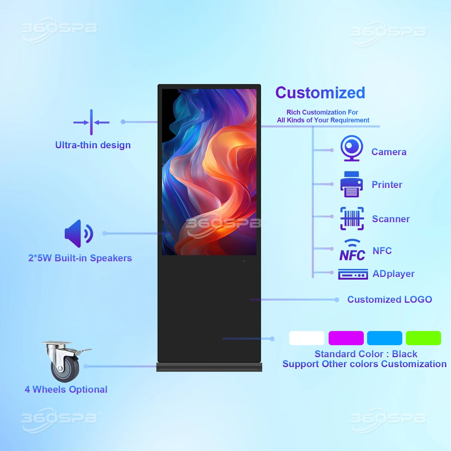 360SPB IFS55A  Indoor Floor Standing Sign 4K High Resolution Display Digital Signage For Restaurant