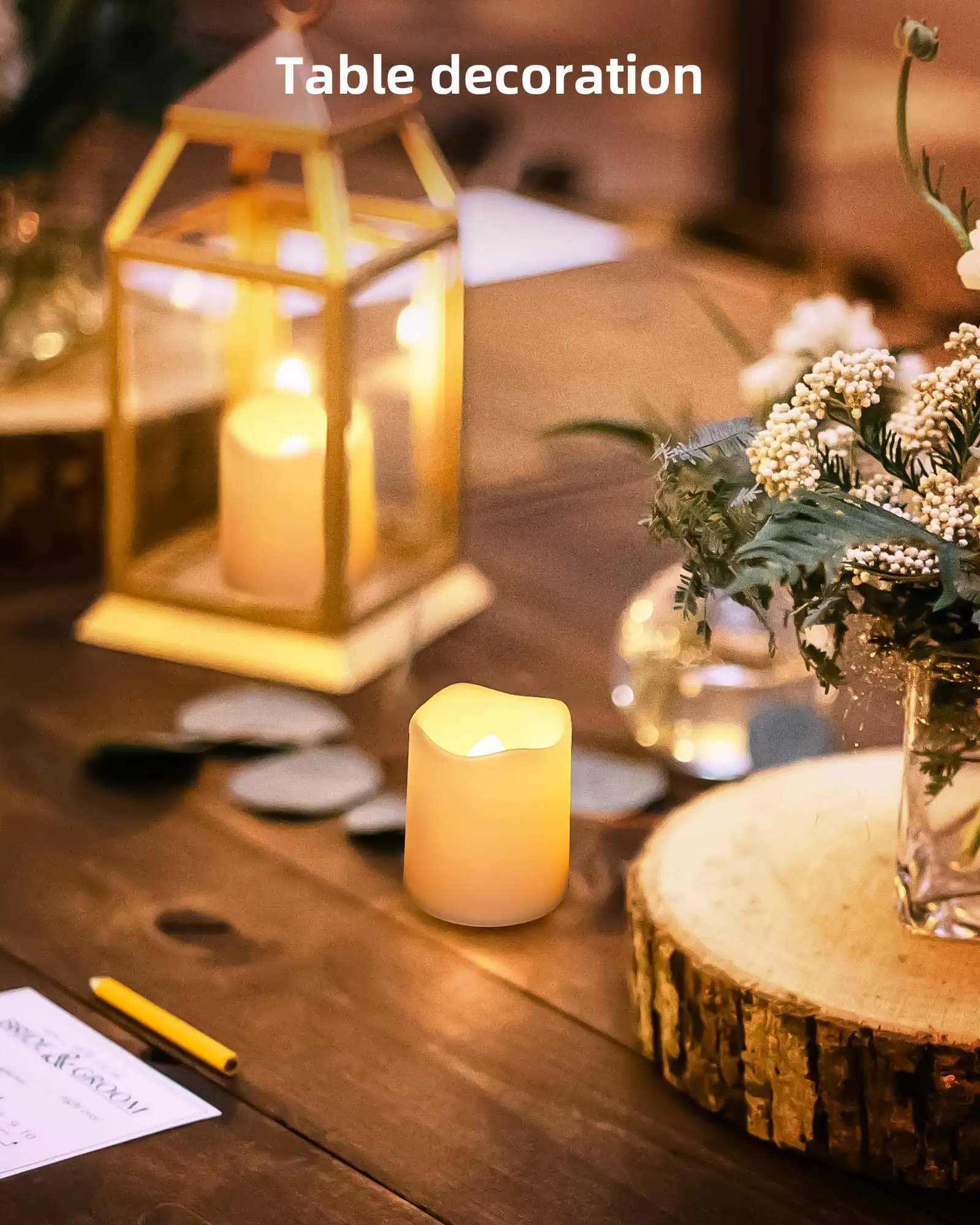 VGT Factory flameless set white pillar dancing flickering moving flame wick electronic led candle